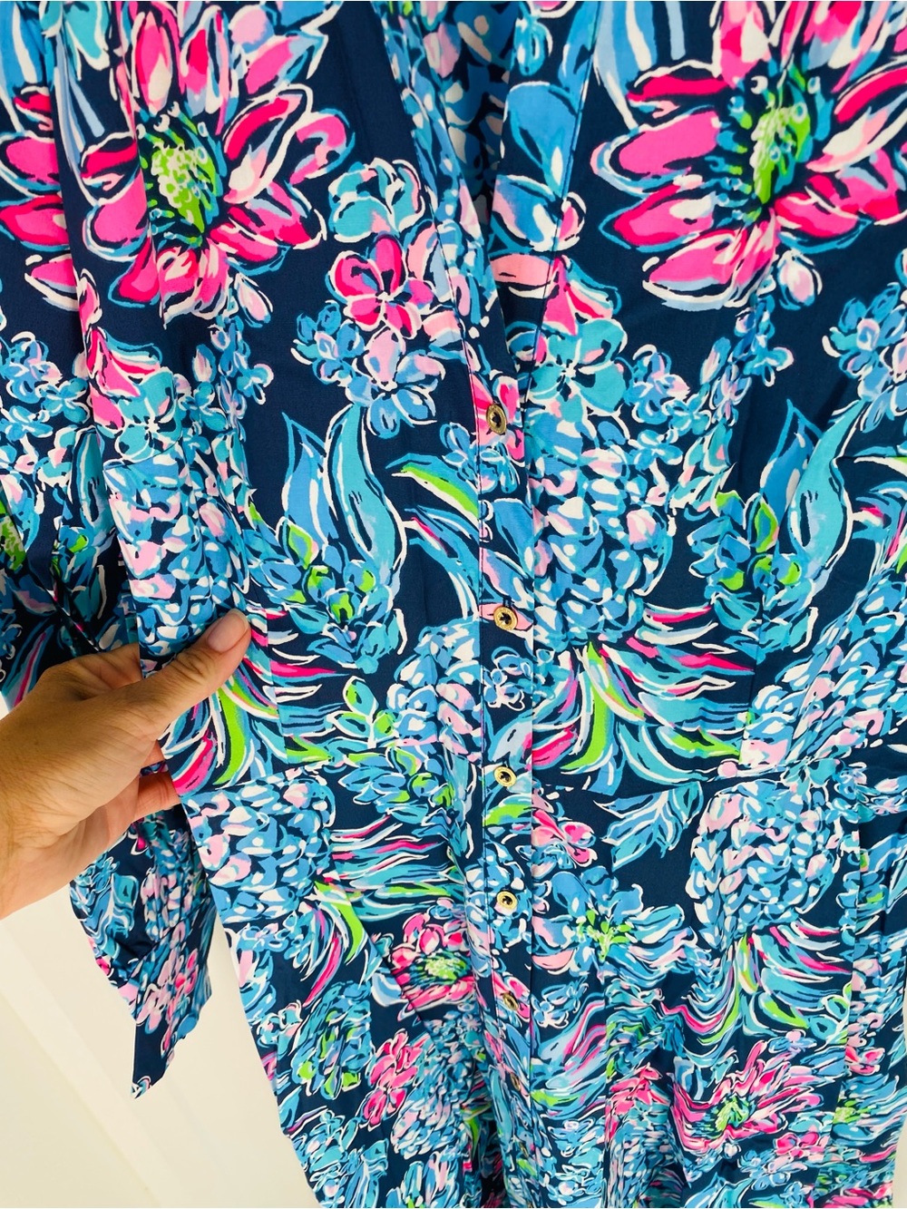 Lilly Pulitzer Mira stretch shirt dress high tide navy pineapple paradise 10 - Picture 2 of 8